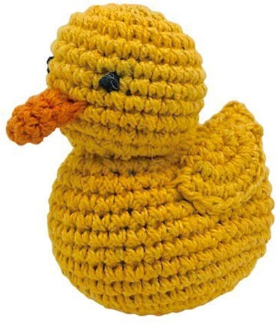 Luna-Leena duurzame rammelaar eend - geel - toy 0+ in bio katoen - hand gehaakt in Nepal - badeend - knuffeldier - baby knuffelcadeau - duck yellow rattle - geboorte - verjaardag - babyshower