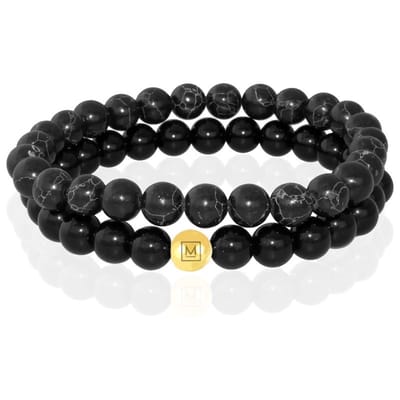 Memphis DUO Kralenarmbanden set Pitch Black-21cm