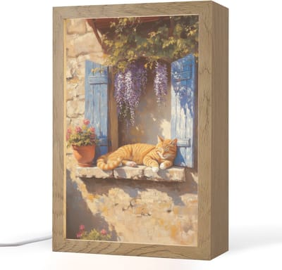 Tafellamp 20x30 cm - LED lamp - Kat - Stenen vensterbank - Bloemen - Decoratieve tafellampen - Dimbaar - Tafellampje slaapkamer - Woonkamer binnen