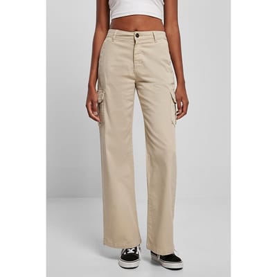 Urban Classics Ladies High Waist Straight Cargo Pants Softseagrass Maat: 33 | Cargobroeken Outlet | Dames | Beige