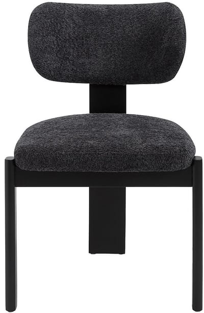 Vente-unique Set van 2 stoelen van boucléstof en rubberhout - Zwart - WILANA