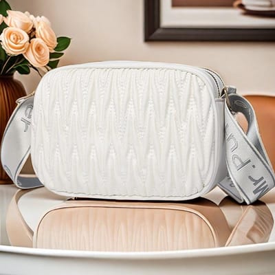 Diamantvormige Kleine Vierkante Tas, Stijlvolle Kleine Tas voor Onder de Arm/Enkele Schouder, High-end Brede Crossbody Tas wit