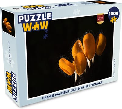 Puzzel Oranje paddenstoelen in het donker - Legpuzzel - Puzzel 1000 stukjes volwassenen