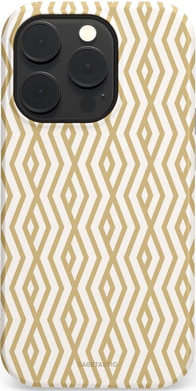 Casetastic Hoesje Geschikt voor Apple iPhone 14 Pro Magsafe - Stijlvolle Beschermende Duo-layer Case - Art Deco Goud