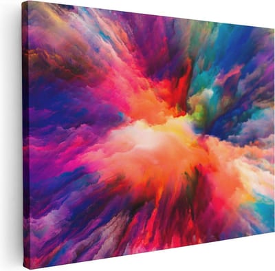 Artaza Canvas Schilderij Abstracte Kunst - 40x30 cm - Klein - Wanddecoratie Kleurexplosie - Muurdecoratie Woonkamer - Kamer Accessoires
