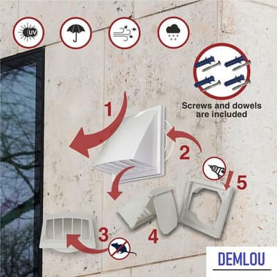 Witte Ventilatierooster met Gravitatieklep - Duurzaam en Weerbestendig 125 mm
