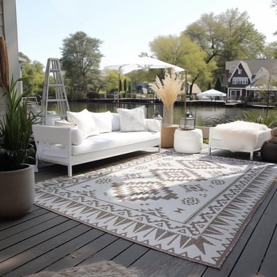 Flycarpets Elle Decoration - Binnen & Buitenkleed - Omkeerbaar - Gemini - Linen / Beige - 80x150 cm