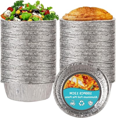 Pack van 100 Aluminium Wegwerp Bakvormen van 12 cm voor Taarten, Quiches en Gebak