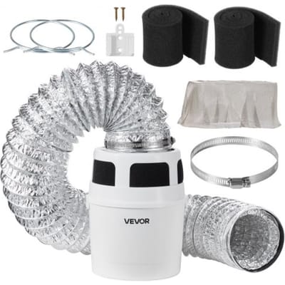 VEVOR 3-in-1 binnendrogerventilatieset met elektrische drogeremmer en 101,6 mm x 1,5 m uitschuifbare ventilatieslang, ideaal voor appartementen en campers