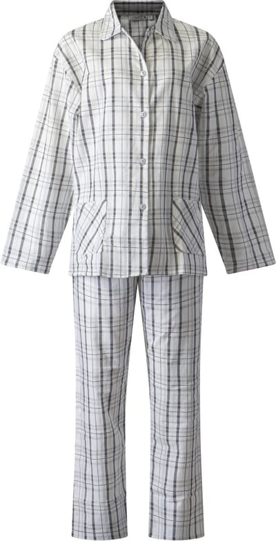 Lunatex - klassieke dames pyjama 641776 - flanel - wit met zwart - maat XXL