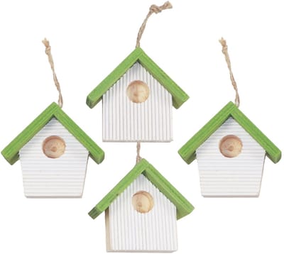 Hangdecoratie lentedecoratie vogelhuisje decoratie nestkast 6,5cm 8 st