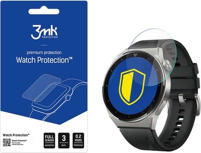 3mk Watch Protection v. FlexibleGlass hybrid glass on Huawei Watch GT 3 Pro 46 mm