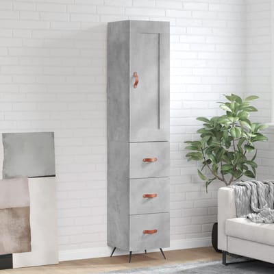 vidaXL - Hoge - kast - 34,5x34x180 - cm - bewerkt - hout - betongrijs