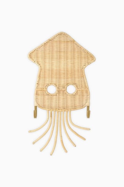 Rotan - Wanddecoratie - Haken - Inktvis - Decoratie - Babykamer - Kinderkamer - Kado - Kapstok