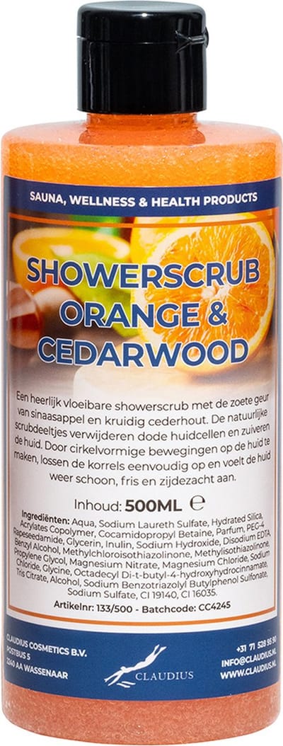 Showerscrub Sweet Orange & Cedarwood 500 ml - verfrissende scrubgel - exfoliërende bodyscrub