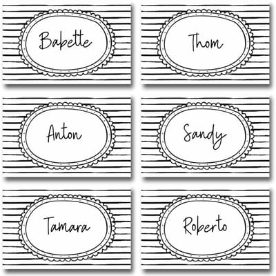 25x Naamkaartjes / Kaartjes van karton | 85 x 55 mm | strepen | voor etentje / ontbijt / lunch / diner