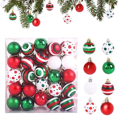 Dailygoods- Kerstballen 50 stuks - Mini-kerstballen 4 cm - Robuuste decoratieve ballen - Feestversiering binnen/buiten - Rood/goud - Stevig koord om op te hangen - Kerstdecoratie