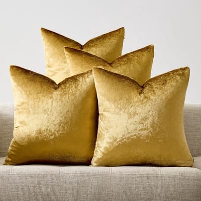 Set van 4 Sierkussenshoezen 40x40 cm - Gouden Trendy Fluweel Kussenhoezen Vierkant
