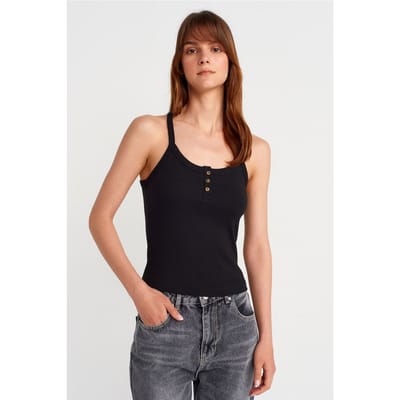 Slim Fit Geribbelde Brei Top