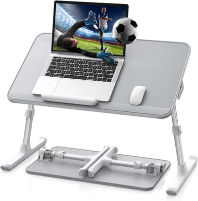 Verstelbare Lap Desk Bed Tafel - Inklapbaar, Hoogte en Hoek Aanpasbaar voor Laptop tot 17 Inch - Duurzaam Leer
