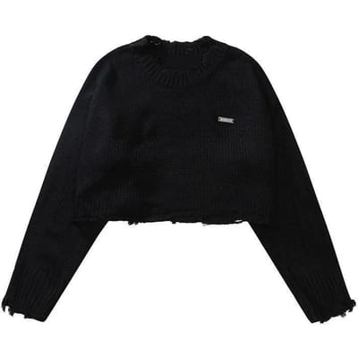 Korte gebreide truien voor dames met lange mouwen en ronde hals, korte truien voor meisjes, effen kleur, casual, onregelmatig model, streetwear XL