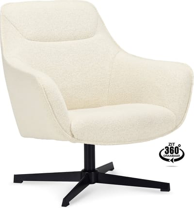 Icon Living - Fauteuil Elin 360 - Stof Mose Natural - Poot Zwart