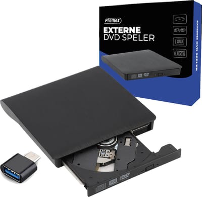 Externe DVD Speler Premes - USB 3.0 - DVD’s & CD’s Branden en Lezen - DVD Speler Laptop - Externe DVD Speler voor Laptop - Geschikt voor Windows 11 - Mac OS - Externe CD Speler - DVD Brander - CD Brander - Portable