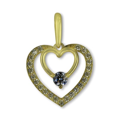 New Bling 9NBSAM-G210524 Gouden Hangertje - Dames - Hartje - Zirkonia - 11,1 x 11,4 mm - 14 Karaat - Goud