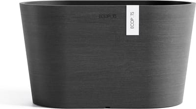 Ecopots Tokyo 30 - Dark Grey - 30 x 17 x H17 cm - Ovalen donkergrijze bloempot met waterreservoir
