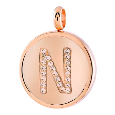 Lucardi Dames Gerecycled just.d stalen hanger roseplated letter kristal - Hanger - Staal - Rosékleurig