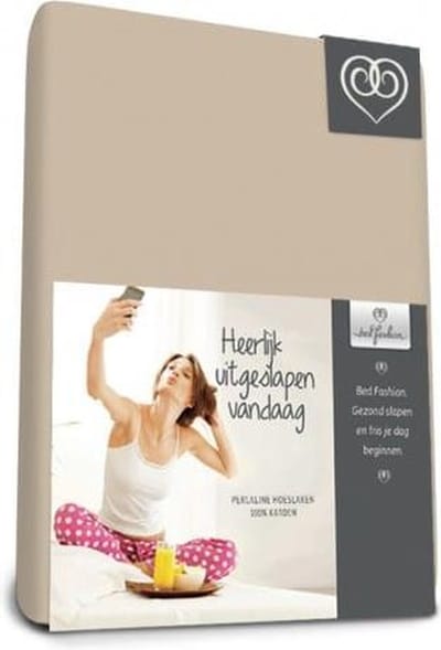 Percaline katoen hoeslaken Taupe 140 x 200 cm