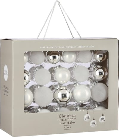 42x Glazen kerstballen wit 5-6-7 cm - Kerstboomversiering/kerstversiering kerstballen van glas