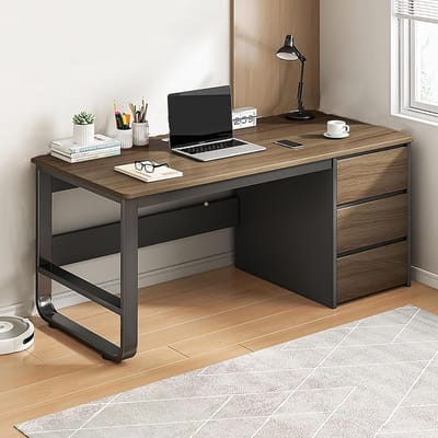 Bureau met Lade - Schrijftafel Werkstation - Thuiswerken Kantoor - Drie Opberglades - 120x50x75cm - Bruin