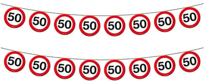 Folat Slinger - 2x - 50 jaar - stopborden - 10 meter - papier - 50e verjaardag versiering - Abraham - Sarah - jubileum feestartikelen