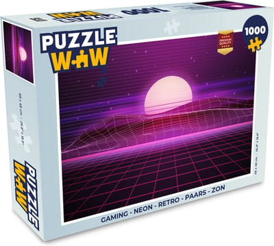 Puzzel Gaming - Neon - Retro - Paars - Zon - Gamen - Legpuzzel - Puzzel 1000 stukjes volwassenen