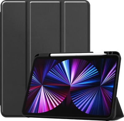 Hoesje - Geschikt voor Apple iPad Pro (2021) - 11 inch - 3e generatie - Dun & Stevig - Trifold Bookcase - Hard Cover Case - Met Uitsparing Geschikt voor Apple Pencil - Hardcover Book - Tablet Hoes - Zwart