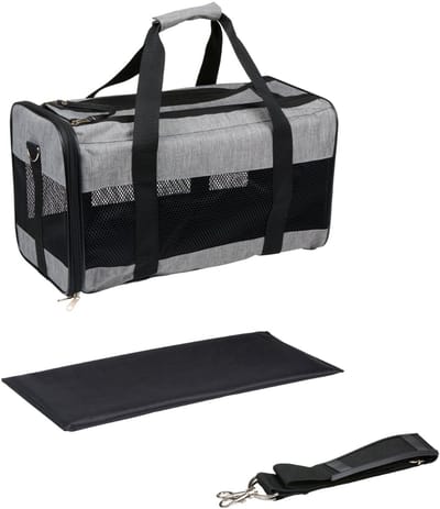 maxxpro Huisdier Draagtas - Reistas Hond of Kat tot 7 KG - Hondentas met Wasbare Mat en Ventilatiegaas - Kattentas met Schouderriem en Handgrepen - 45x25x27cm