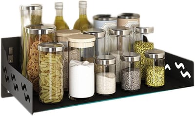 Magnetron Rack - Keuken Organizer - Keuken Opbergen - Ruimtealuminium Constructie - Tot 80cm - Zwart