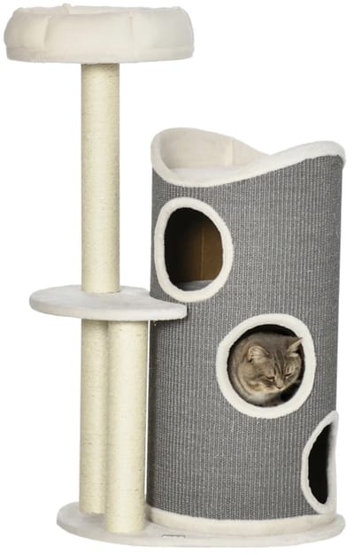 Krabton voor katten - Kattenhuis - Voor buiten - Hok - Kooi - Bench - Ren - duurzaam - Wit en grijs