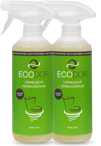 Ecodor UF2000 - Urinegeur Verwijderaar - verwijderd snel en effectief urinegeur uit beton, steen, muur, voegen, parket, hout, laminaat, kleed, matras, textiel - 2 x 500 ml spuitflacon - Ecologische ontgeurder - Ongeparfumeerd