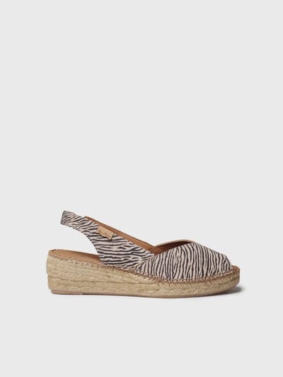 Espadrilles met sleehak voor dames in leer met dierenprint | BERNIA-ZB