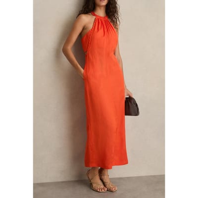 Reiss Craft Stitch Halterneck Dress Red Size: 4 | Maxi Dresses Outlet | Dames | Rood