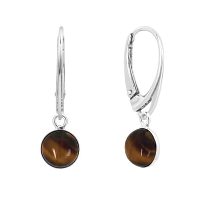 ARLIZI 2307 Oorbellen tijgeroog cabochon oorhangers - sterling zilver - 3 cm