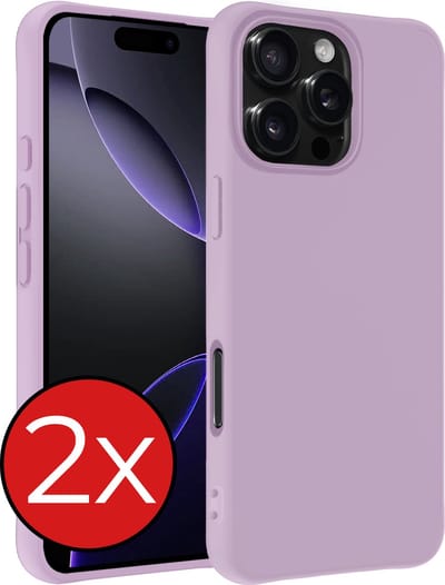 Hoesje - 2 Stuks - Geschikt voor Apple iPhone 16 Pro - Sterk & Shockproof - Telefoonhoes - Back Cover - Case Siliconen - Telefoon Hoes - Lila