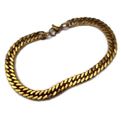 Aramat Jewels | Armbanden | RVS Dubbele Gourmet Armband goudkleur | | | |6mm | Staal | Volwassenen | Verkleurd niet