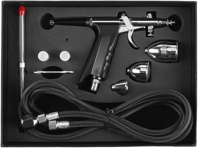 Multi-function gravity airbrush set met 0.3mm, 0.5mm en 0.8mm nozzles en cups voor precisieverf en hobbyprojecten