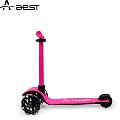 AEST Kinderstep 3 Wielen – LED Lichtgevende Wielen – Inklapbaar – Verstelbaar Stuur – Voetrem – 3-5 Jaar – Roze