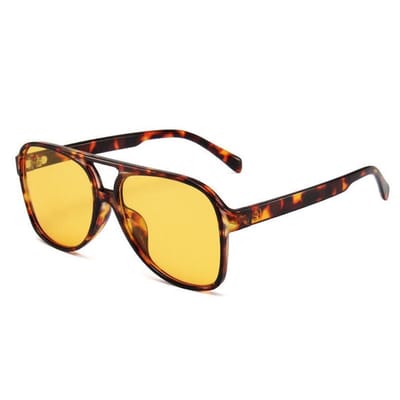 Retro Aviator Zonnebril - Luipaard/Geel | Fashion Favorite