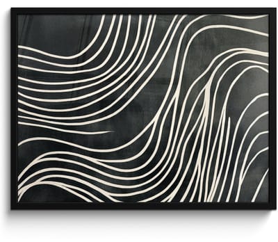 Poster in lijst - Fotolijst 70x50 cm - Posters - Lijnen - Patroon - Abstract - Wit - Posterlijst zwart - Decoratie - Wanddecoratie woonkamer - Muurdecoratie slaapkamer