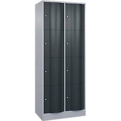 C+P Resisto lockerkast, 2 vakken, 8 vakken, B 772 x D 540 x H 1950 mm, blank aluminium/antraciet grijs